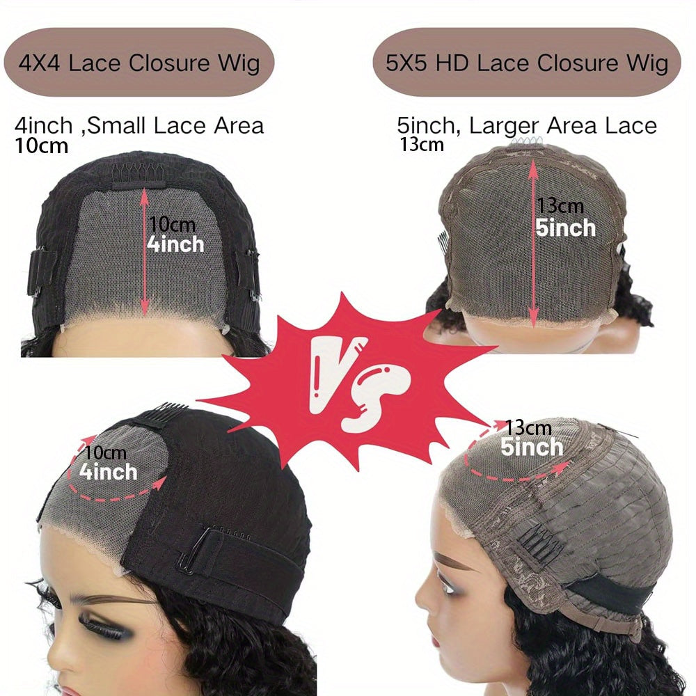 5x5 HD Transparent Lace Front Wig Glueless Closure Human Hair Wig - 3-Second Application, Pre-Plucked & Pre-Cut, Pre-Bleached Knots, 250% Density Sleek Straight Hair for | Natural Hairline, High-Density Voluminous Hair, Wig A